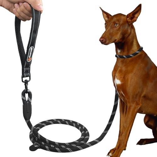 BOBOPACK Anti-Zug Leine, 2XL Hundeleine, 200 cm Lange Reflektierende, Bissfeste Leine, Strapazierfähiger, Verstellbarer Brustgurt, Geeignet für Hundetraining und Spaziergänge (Schwarz)