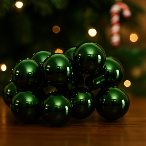 Varzi - Caja de 144 bolas de Navidad de cristal brillante verde pino en paquetes de 12, ideales para árboles, guirnaldas y decoraciones festivas elegantes, 2,5 cm – Varzi desde 1956