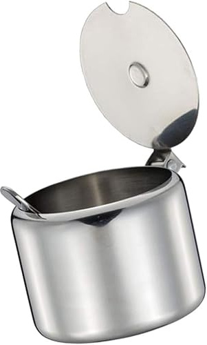 Ymhapp Zuckerdose aus Edelstahl, Gewürzdose, Zuckerdose mit Löffel, 285 ml, tragbar und nützlich, wirtschaftliches Einmachglas für Zuhause, Küche, Zuckerdosen, 1 Set
