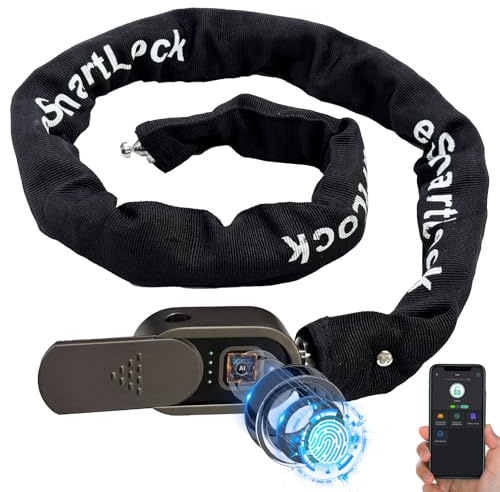 Anweller Fingerprint Bike Chain Lock with Keys, Heavy Duty Anti-Theft Bicycle Chain Lock, 3.28 Ft 8mm Thicker Security Bike Locks Waterproof for Bike, Bicycle, Scooter, Motorcycle, Gate, Fence