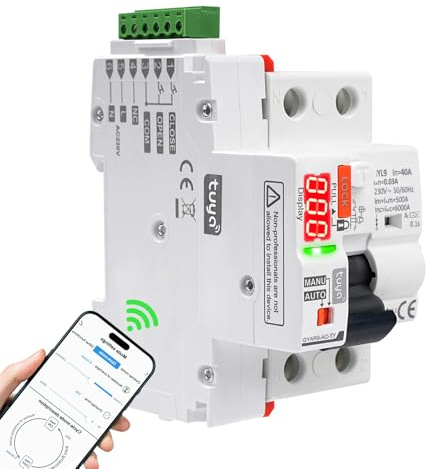40A Salvavita con riarmo automatico wifi Interruttore differenziale a riarmo automatico Differenziale riarmo 2P Wifi RCCB digitale LED Controllo APP/manuale AC 220V 40A 30mA (tipo A)