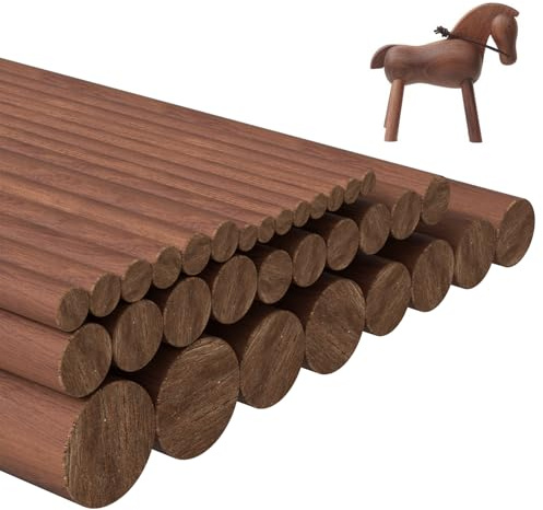 Lot de 32 barres de cheville rondes en noyer, différentes tailles, 150 mm de long, blocs de sculpture sur bois, baguettes rondes en bois pour modélisme, bricolage, fournitures artisanales, tapis
