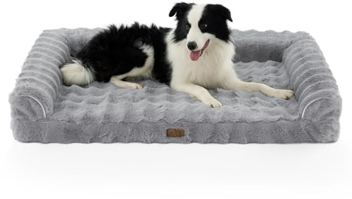 COZY KISS Orthopädisches Hundebett Ergonomisches Hundesofa - 121x19x81 cm Hundecouch mit Eierförmiger Kistenschaum für Große Hunde, Waschbar rutschfest Hundebetten,Grau（Lagerverkauf）