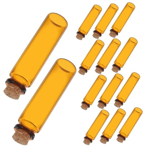 Healifty Lot de 24 Fioles Brunes Vides en Verre de 20ml avec Bouchon en Liège, Mini Bouteilles Élégantes pour DIY, Protection la Lumière, pour Voyages et Huiles Essentielles