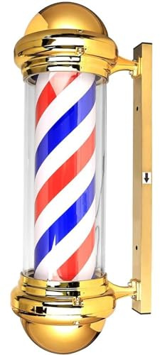 SXSHEYS Poste de luz para barbería, Fuente de luz LED, luz Superior, luz LED para Pared de Tienda (Dorada)
