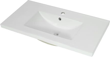 Mendler Waschbecken HWC-B19, Waschtisch Handwaschbecken Badezimmer Bad, Keramik eckig 81cm, weiß