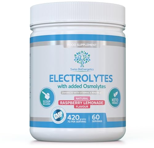Electrolyte & Osmolyte Combo Powder – Natural Raspberry Lemonade Flavour – 60 Servings - with Vitamins & Minerals, Vegan, Sugar-Free, Natural Flavours - Superior Hydration & Keto Fasting Support