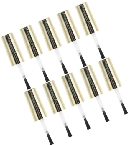 CLISPEED Small Gel Polish Bottle Caps with Brush 10Pcs Replacement for 7-8Ml Nail Polish Bottles for Home and Professional Nail Shops Gold Lid