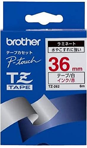 Brother TZ262 Schriftbandkassette 36mm x 8m rot auf weiß laminiert für P- touch 550 3600 series