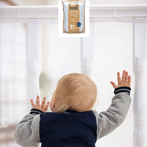 Roving Cove Stair Banister Guard 10ft x 3ft, Railing Safety Net for Baby Proofing, Child Safety Stairway Cover, Balcony Mesh Netting, Pearl White