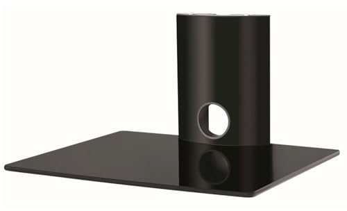 NEG HiFi-Regal Suspender 501B HiFi-Rack Konsolen-Rack Wandregal schwebend (schwarz) mit großer Glas-Ablage (schwarz) und Kabelmanagement-System