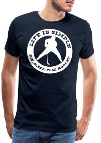 Spreadshirt Eat Sleep Play Hockey Life is Simple Männer Premium T-Shirt, L, Navy