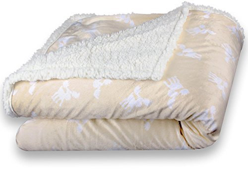 CelinaTex Kuscheldecke 150 x 200 cm Creme weiß beige Motivdruck Felldecke Imitat Wendedecke Nicki Fell Optik Fleece Geschenk für Frauen, warm - Oeko-TEX Fantasia