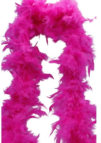 UV FLOOR – Boa in piume fluorescenti, qualità premium, accessorio fluorescente, per feste, travestimenti, 1 m80, colore: rosa fluo