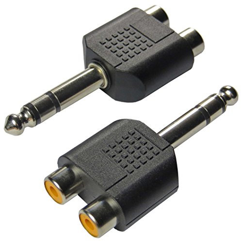 Keepdrum ADA062 Y-adaptor RCA cinch-socket to 6.3 mm jack plug (pack of 2)