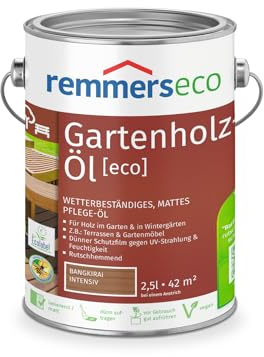 Remmers Gartenholz-Öl [eco], bangkirai intensiv, 2,5 Liter, Wetterbeständiges, mattes Öl, aussen und innen, optimal für Terassen & Gartenmöbel, rutschhemmend