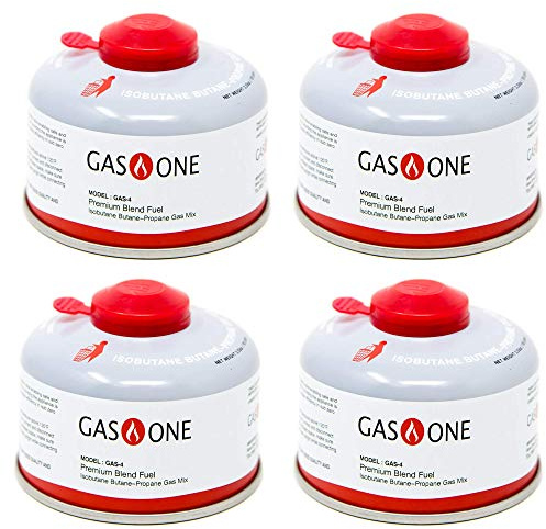 GasOne Camping Fuel Blend Isobutane Fuel Canister 100g (4 Pack)