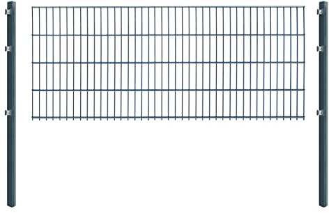 Doppelstabmattenzaun - Komplettset inkl. Pfosten und Montagematerial - Verschiedene Längen und Höhen – Grün oder Anthrazit (L 12 m | H 83 cm | Anthrazit)
