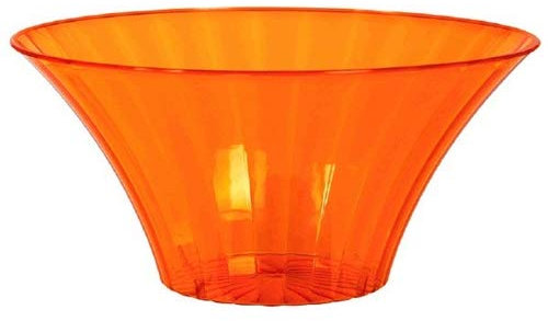 Contenitore SAVSATO Ciotola COPPA alzata in plastica ARANCIO arancione Semi Trasparente - alzatina per caramelle, marshmallow, dolci ecc. - Addobbo, decorazione tavola torta, buffet ecc.
