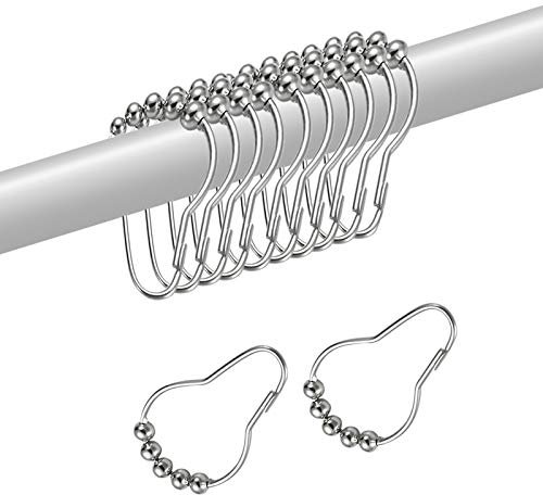ValueHall 24 Piezas Ganchos para Cortina de Ducha de Acero Inoxidable Anillos de Cortina de Ducha con Bolas de Rodillo Shower Curtain Rings V1A04