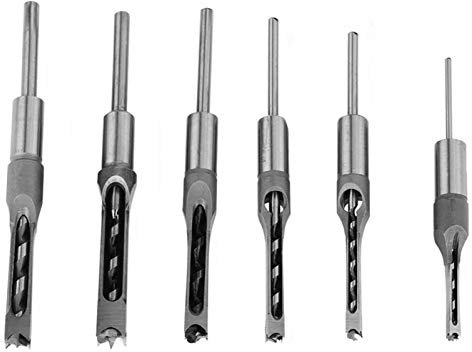 6 Pezzi Trapano a Foro Quadrato, Set Legno Quadrato Set di Punte Trapano Mortasa a Sezione Quadrata in Acciaio, HRC 48-50