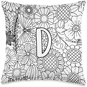 Initial Monogram D Personalized Color Your Own Craft gift Throw Pillow