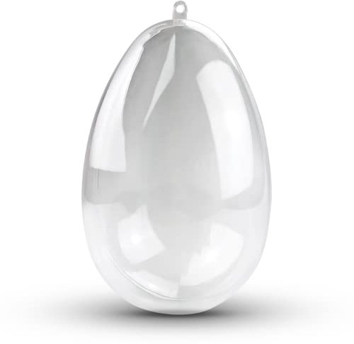 Netuno 5 Huevos de Pascua acrílicos Transparentes divisibles 16 cm Alto 10 cm diámetro decoración Manualidades Relleno Pintura Pascua