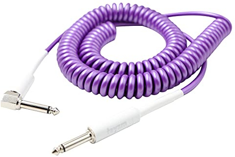 Rayzm Instrumenten-Spiral-Kabel, Spiralkabel Gitarre Kabel Klinke Curly Instrumentenkabel, 2 Meter Coiled Instrumentenkabel für Gitarre/Bass, 6,35 mm Rechtwinklig zur Geraden Spiralgitarrekabel