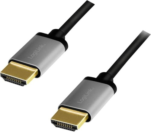 LogiLink CHA0103 - HDMI Anschlusskabel 4K/60 Hz, Alu, schwarz/grau, 5 m
