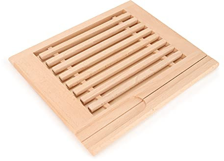 EVERYJOY Bread Chopping Board with Crumb Grid Beech Wood Chopping Board for Bread, Baguette and Rolls 35.5 x 28.5 x 2 cm