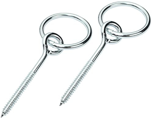 AERZETIX - C58295 - Satz mit 2 stabilen ringen mit selbstschneidenden holzschrauben M6x68mm für vorhängeschloss - innendurchmesser des rings Ø44mm - aus verzinktem stahl - befestigung wand decke