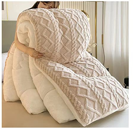 Cachemire ​RéVersible Couette, Couette Double Plume d'oie Édredon, couvertures d'hiver épaisses et Chaudes, Super Doux, pour La Maison,C,180×220cm(3kg) [Classe énergétique A]
