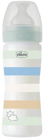 Chicco Biberon Benessere Flusso Medio, Biberon in Plastica da 250 ml, con Tettarella Physio in Morbido Silicone e Finitura Soft Sense, Anticolica, Riduce Rigurgito e Irritabilità, 2 Mesi+