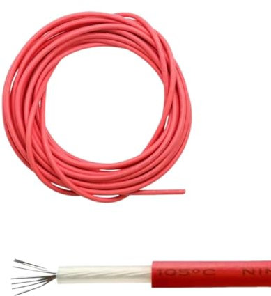 Coavoo 50KV High Voltage Wire Cable 2 Meters 6.56ft Long 22AWG OD5.2mm, Copper Core with Insulation Layer and Protection Cover Red Color for Connector Connection the Laser Power Tube High Voltage