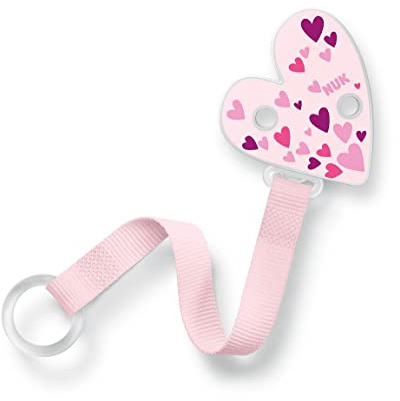 NUK Schnullerband für alle Schnuller mit und ohne Ring, 1 Stück, rosa Herz