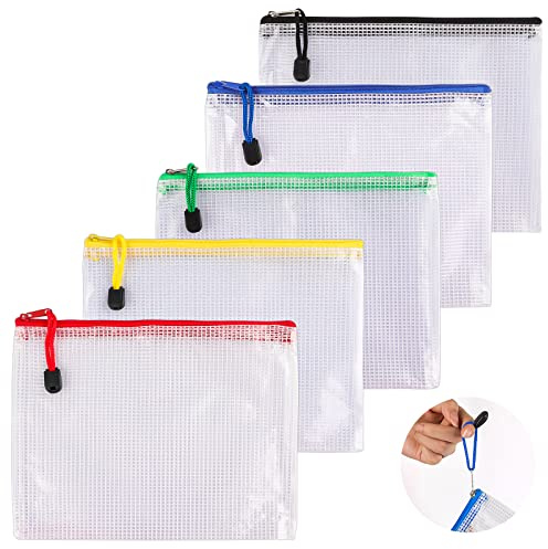 5 Stück A5 Dokumententasche mit Reißverschluss, Mesh Bag für Dokumente