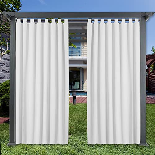 AZZRRO wasserdichte Outdoor Vorhang2 Stück|220x190cm（BxH） Leinen Verdunkelungsvorhänge Mit Klettverschluss Gardinen Durchsichtig Vorhang Für Schlafzimmer Terrasse Veranda Pavillon Balkon