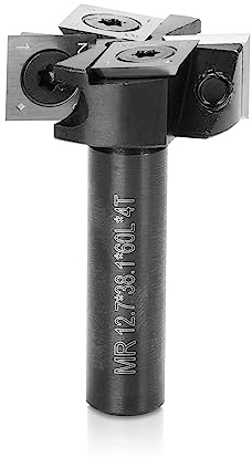 Genmitsu CNC Spoilboard Surfacing Router Bit, 1/2 Shank 1-1/2 Cutting Diameter 4 Wing, CNC Milling Machine Slab Flattening Router Bit, Carbide Insert Router Planer Bit for Woodworking Carving, SS06