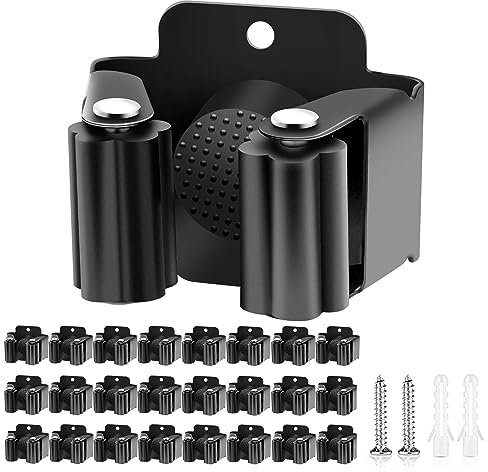 Verdenu 25 Pack Broom Holder Wall Mount, Mop and Broom Holder Wall Mount, Stainless Steel Command Broom Holder with Screws, Garden Tool Storage Organizer for Kitchen, Home, Bathroom, Garage