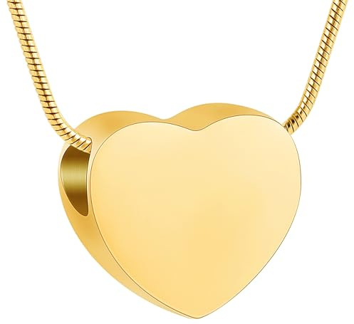 VCCWYQK Collier funéraire pour cendres - Pendentif en forme de cœur - Urne commémorative - En acier inoxydable - Souvenir personnalisé, 0.51 inch * 0.55 inch, Acier inoxydable, Pas de pierre précieuse
