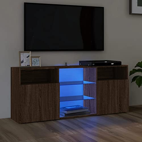 Homgoday Mobile TV con luci LED rovere marrone 120x30x50 cm, mobile porta TV soggiorno