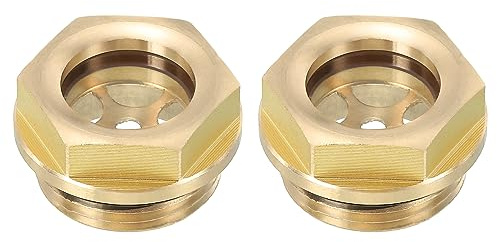 PATIKIL Aria Compressore Olio Mirino Vetro, 2pz G 3/4 Filetto Maschio Ottone Olio Liquido Livello Indicatore Aria Compressore Parti con O-ring