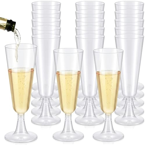 YZDZSW Bicchieri da spumante in plastica, 20 pezzi, 160 ml, riutilizzabili, per ricevimento da spumante, matrimonio, compleanno, picnic, festa (trasparente)