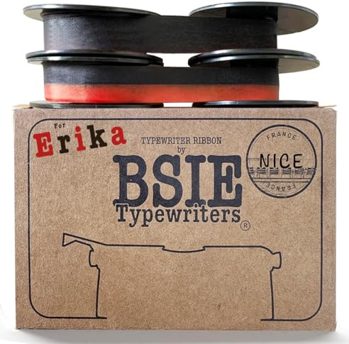 BSIE Typewriters – Erika Schreibmaschinen-Farbband Doppelpack – 1× Schwarz + 1× Schwarz & Rot – Passend für Erika 5, Erika 9, Erika 10 – GR1 / DIN 2103 / DIN 32755 – Getestet in Nizza, Frankreich