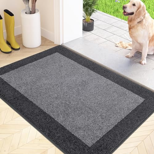 FCSDETAIL Schmutzfangmatte Innen 50 x 80 cm, rutschfeste Fußmatte, waschbar Sauberlaufmatte, absorbierend Fussmatte für Hund, Eingang, Haustür