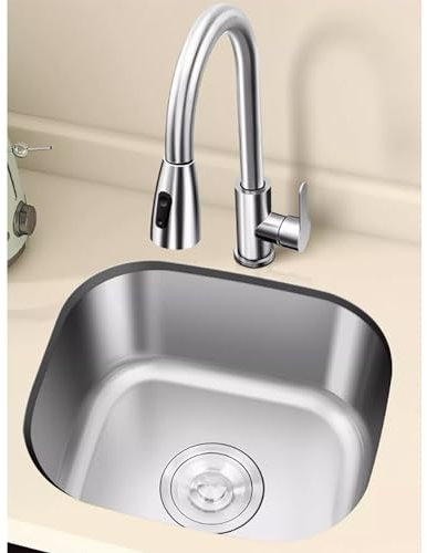 Eviers à une cuve, éviers de bar, éviers de cuisine en acier inoxydable, éviers encastrés sous plan ; éviers carrés de petite taille ; éviers de balcon ; robustes et durables (Size : 45x39cm(17.71x15