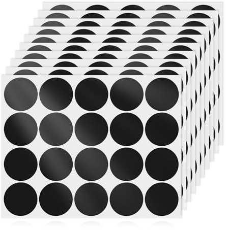 YIKIADA 200 stycken självhäftande prickar 50 mm vinyl självhäftande runda etiketter avtagbara klistermärken vattentäta punktklistermärken svart