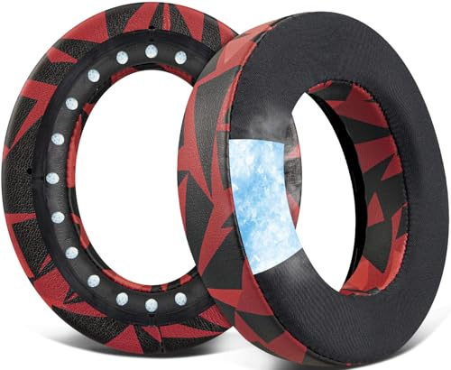 SOULWIT Almohadillas de Gel Refrigerante para Corsair HS70/Pro HS60/Pro HS50/Pro HS75 XB Auriculares, Almohadillas para Los oídos Aislamiento de Ruido-Tormenta Roja