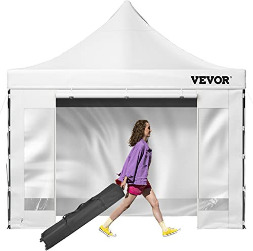 VEVOR Gazebo impermeabile 3 x 3 m tenda pop-up giardino con pareti laterali padiglione terrazza esterna capanno pieghevole sole pioggia neve resistente ai raggi UV e borsa per ruote per festa