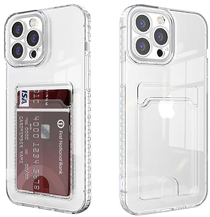 Xerial för iPhone 13 Pro-fodral med kortfack, transparent silikon TPU mobilskal, ultratunt, mjukt, stötsäkert skyddande fodral, stötdämpande skydd